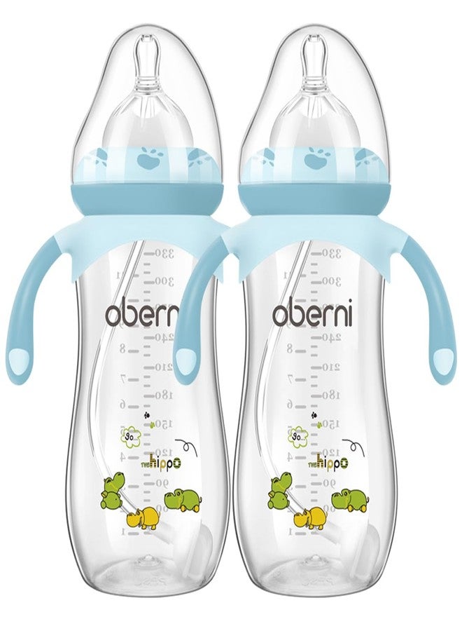 Oberni PP Baby Bottles with Handle (Blue, 2 Pack,11 Ounce,PP) - Image 1